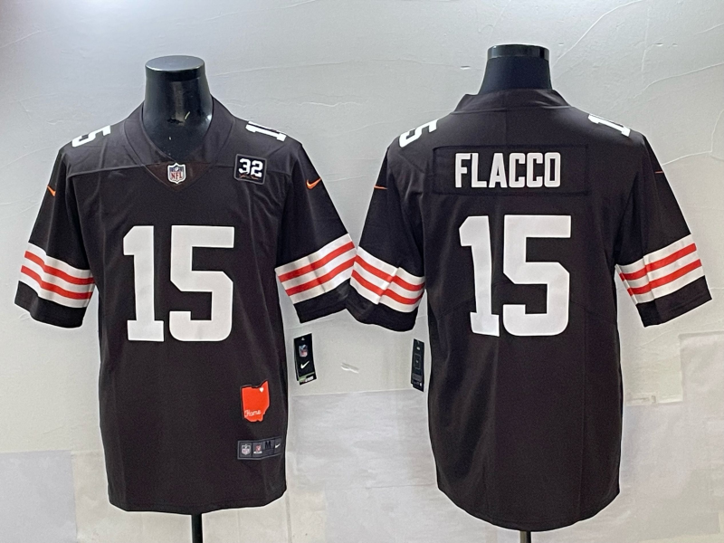 Men 2025 Cleveland Browns 15 Flacco brown Nike Limited NFL Jersey 003
